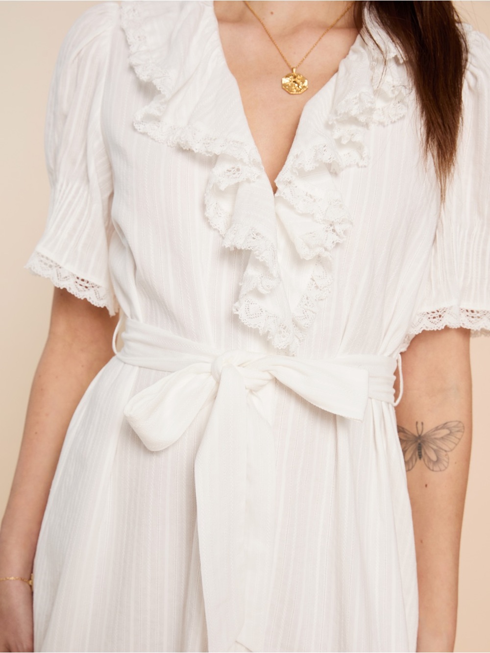Vida Cotton Midi Dress by O.P.T (OPT) White NWT - Picture 4 of 7